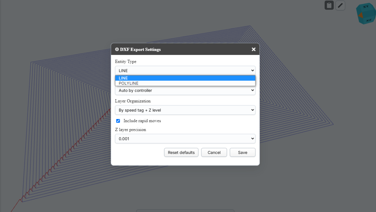 NCPlayerのExport DXF機能: G-codeの工具経路をDXFに変換する方法