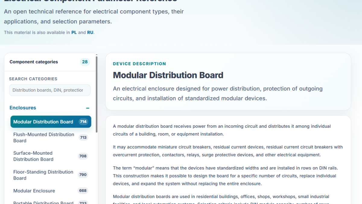 The Electrical Component Parameter Reference Is Now Available in the TRASA3 Knowledge Base